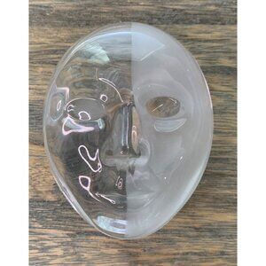 Vtg Glass Mardi Gras Face Mask Lidded Trinket Box Dish 3.75" Long